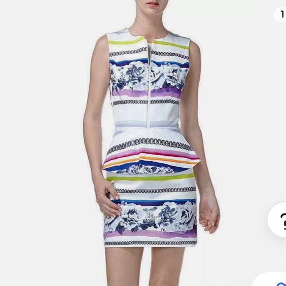 Camilla and Marc Juniper Printed Silk Cotton White Striped Floral Zipper Dress 6 - Picture 3 of 16